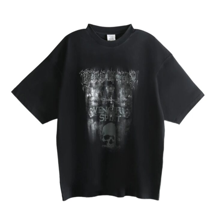 VETEMENTS Print pattern  loose Round neck t-shirt “Black”  ヴェトモン プリント  パターン     ゆったり   クルーネック  Tシャツ “ブラック”
